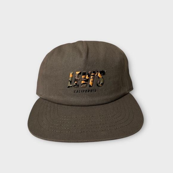 Levi's Men's California Raised Logo Army Green Hat Flat Bill Snapback NWOT - Picture 1 of 4